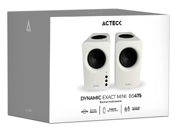 Bocinas Acteck Dynamic Exact Mini BS475, Respuesta de Frecuencia 50Hz- 18KHz, 10W, Bluetooth, 3.5mm, Color Blanco.
