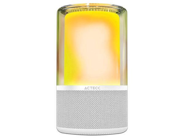 Bocina inalámbrica Acteck Glee Pure AP70, Bluetooth, Iluminación LED, Subwoofer, Color Blanco.