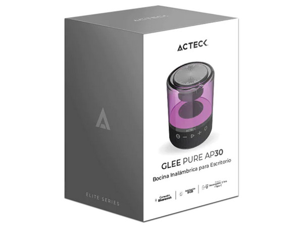 Bocina inalámbrica Acteck Glee Pure AP30, Bluetooth, Iluminación LED, Subwoofer, Color Negro.
