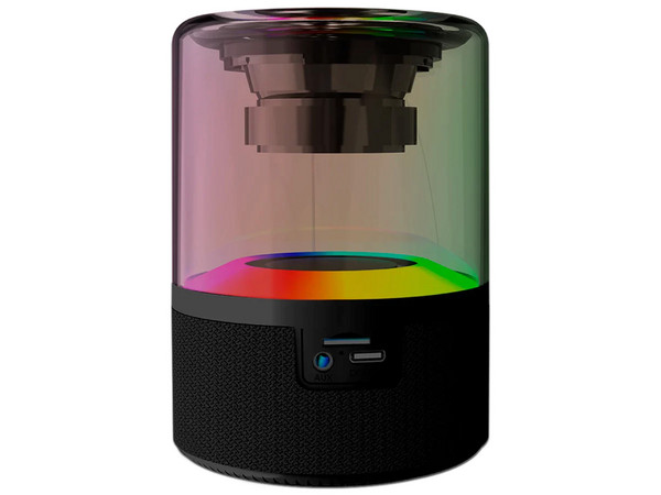 Bocina inalámbrica Acteck Glee Pure AP30, Bluetooth, Iluminación LED, Subwoofer, Color Negro.
