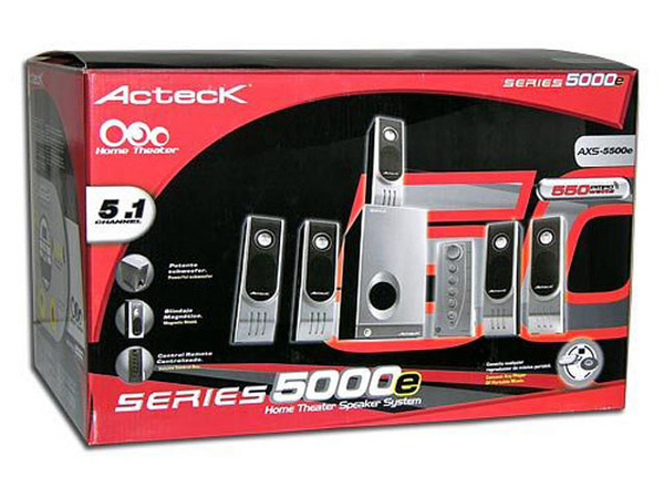 Bocinas Acteck AXS-5500e con SubWoofer, 5.1, Color Negro