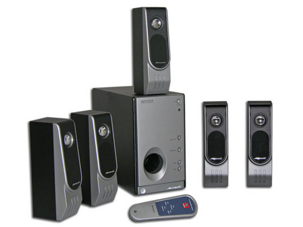 Bocinas Acteck AXS-5700e 5.1 con Control Remoto Inalámbrico, Color Plateado/Negro