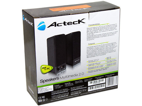 Bocinas Acteck Multimedia 2.0 AX-2550, USB.
