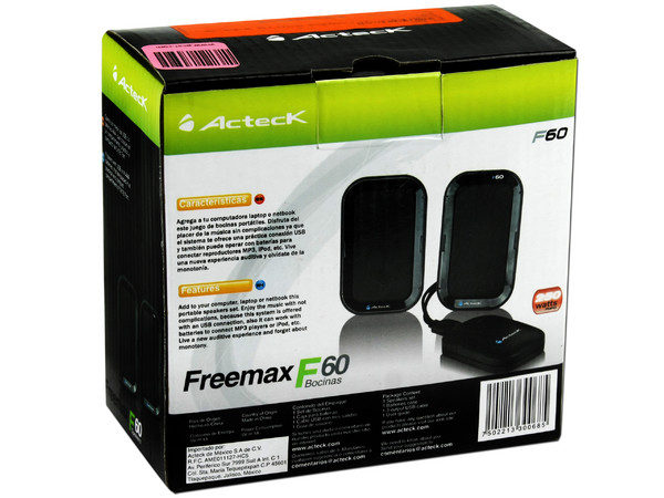Bocinas Acteck Portátiles Freemax F60, USB