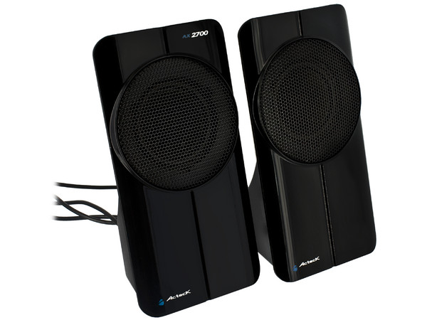Bocinas Acteck Multimedia AX-2700 de 600 Watts PMPO con alimentación de poder USB, Color Negro.