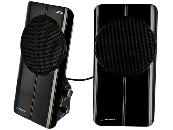 Bocinas Acteck Multimedia AX-2700 de 600 Watts PMPO con alimentación de poder USB, Color Negro.