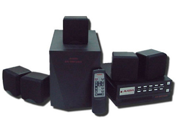 Sistema de Bocinas ALASKA AK-DHT600, Subwoofer , 5 bocinas satélite compactas, 55 Watts RMS total, sonido Surround Sound 5.1, control remoto
