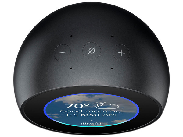 Bocina y Reloj Inteligente Amazon Echo Spot, Pantalla de 6.35mm, Wi-Fi 5, Bluetooth, Compatible con Alexa. Color Negro.
