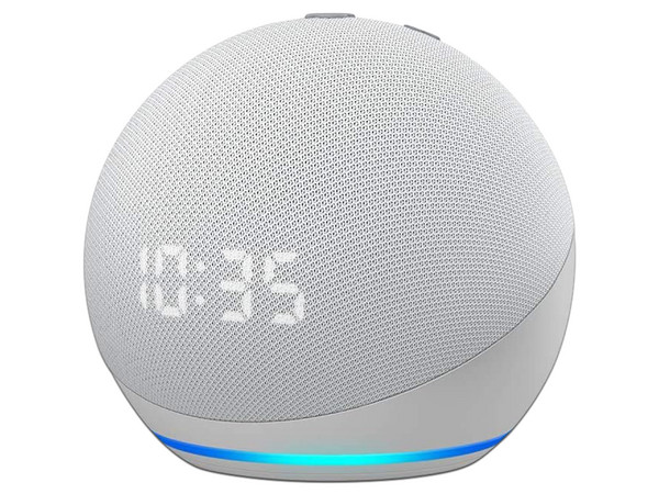 Bocina inteligente Amazon Echo Dot 4ta generación con Reloj y Alexa. Color Blanco.