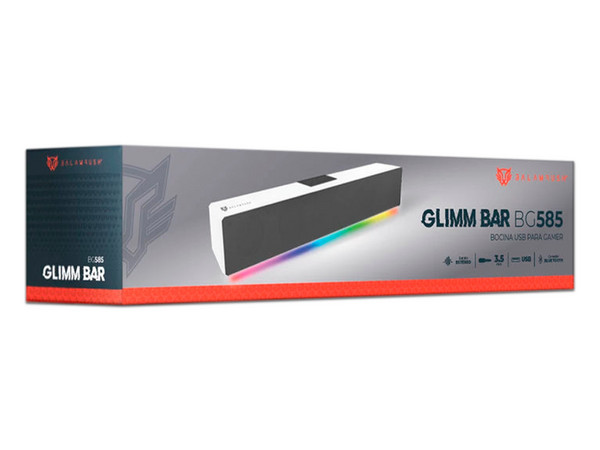 Bocina inalámbrica Gamer Balam Rush GLIMM BAR BG585, LED, Batería recargable, Bluetooth, Color Blanco.
