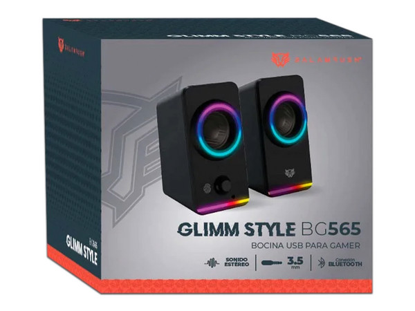 Bocina Gamer BALAM RUSH GLIMM STYLE BG565, Iluminación LED, Bluetooth, 3.5, Estéreo, Color Negro.