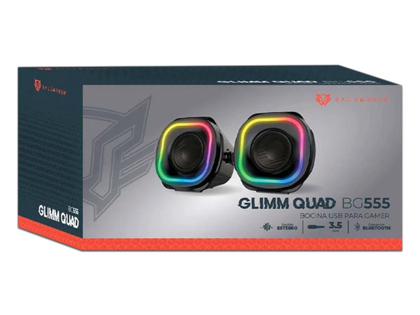 Bocina Gamer BALAM RUSH GLIMM QUAD BG555, Iluminación LED, Bluetooth, 3.5, Estéreo, Color Negro.