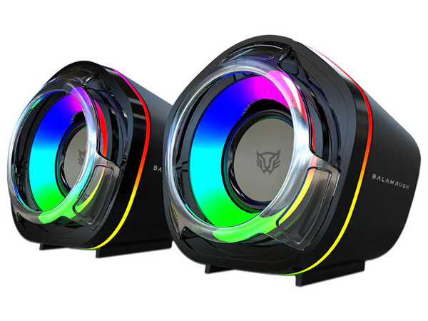 Bocinas Balam Rush Glimm Penta BG545, Bluetooth 5.0, USB, 2.0 Canales, 6W RMS, Iluminación RGB, Color Negro.