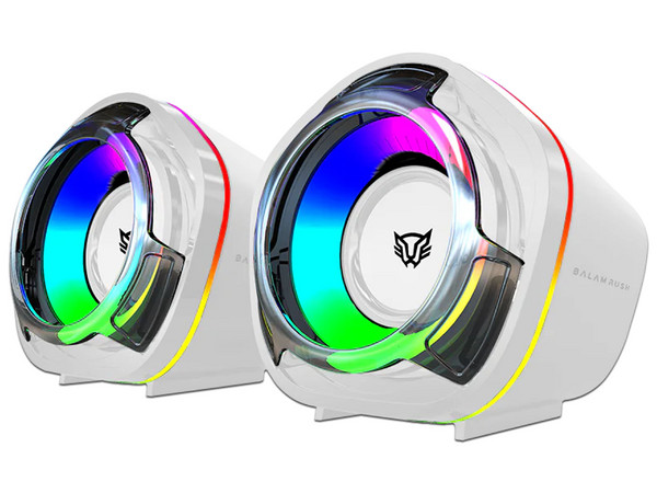 Bocinas Balam Rush Glimm Penta BG545, Bluetooth, USB Tipo A, Iluminación RGB, Color Blanco.