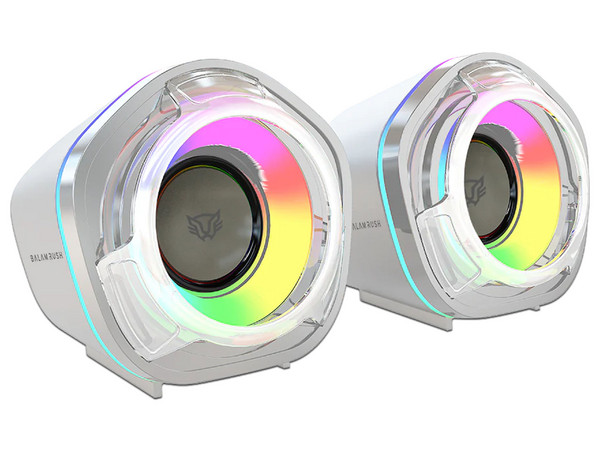 Bocinas Balam Rush Glimm Penta BG545, Bluetooth, USB Tipo A, Iluminación RGB, Color Blanco.