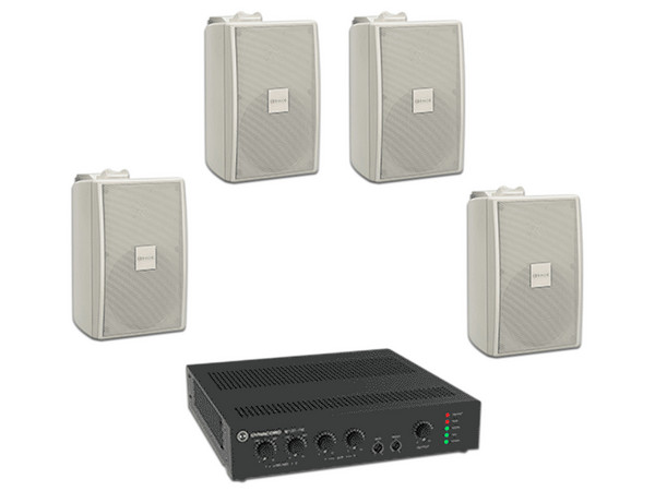 Kit de Audio Bosch, Amplificador 120W, Cuatro Bocinas de 30W, Color Blanco.