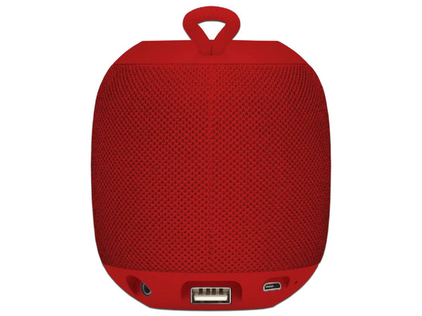 Bocina Portátil Brobotix 263816 Inalámbrica, Bluetooth, Radio FM, 1 puerto USB, Micro SD. Color Rojo.