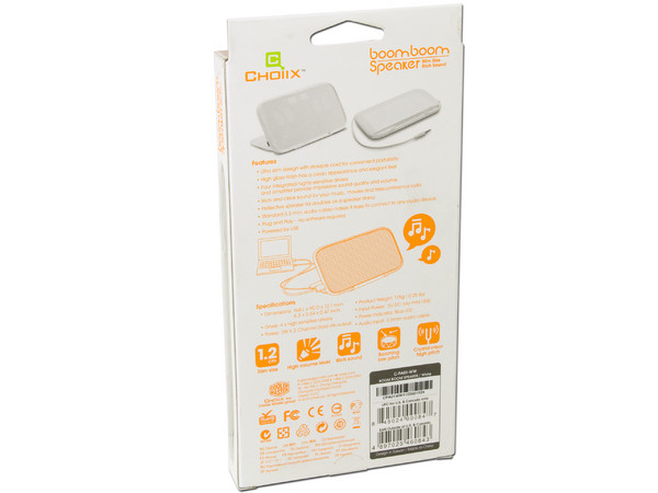 Bocinas Ultra delgadas CHOIIX boom boom Slim Travel, USB. Color Blanco