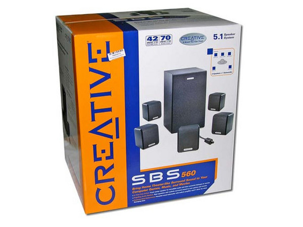 Bocinas Creative SBS 5.1 560, RMS total de 42 Watts.