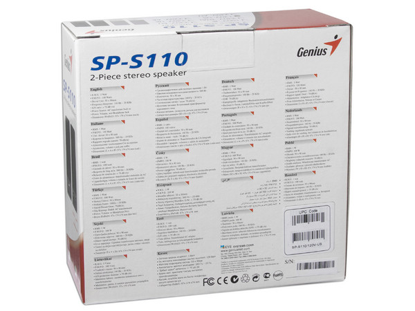  Bocinas Genius SP-S110 100 Watts PMPO, Color Negras