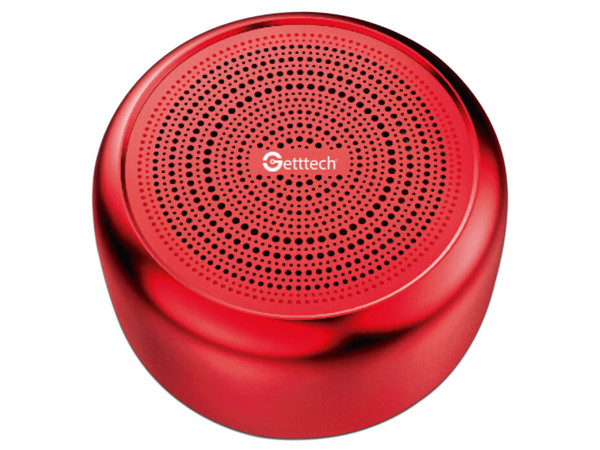 Bocina portátil recargable Getttech Melodic, Bluetooth 5.0, color rojo.