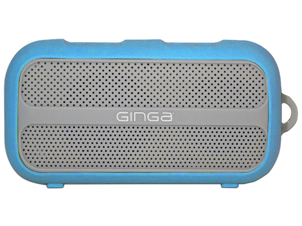 Bocina portátil Ginga Antishock, recargable, Bluetooth. Color Azul/Gris.