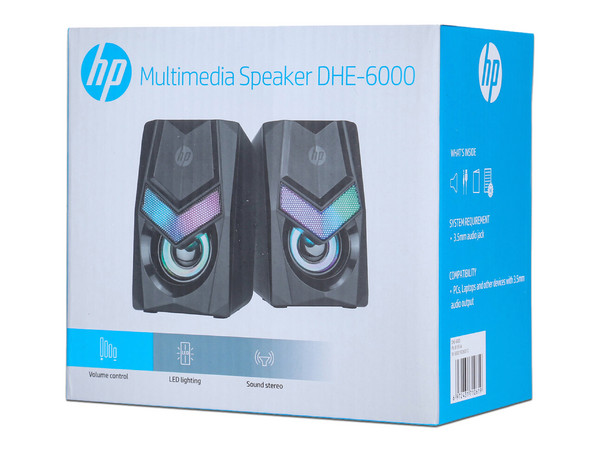 Bocinas HP DHE-6000, Iluminación LED, 3.5mm, 6W RMS, Color Negro.
