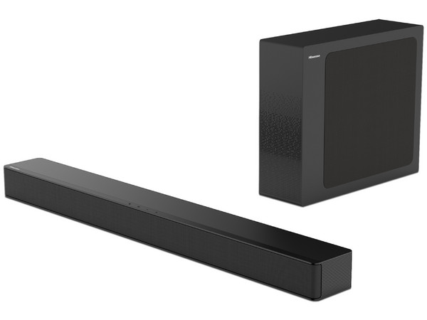 Barra de Sonido Inalámbrica Hisense HS2100 de 120W, 2.1, Bluetooth 5.3, USB, 3.5mm. Color Negro.