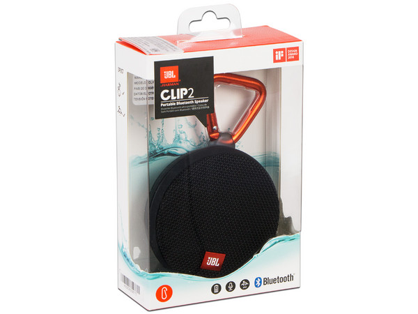 Bocina portátil JBL CLIP 2, recargable, resistente al agua, Bluetooth, 3.5mm. Color Negro