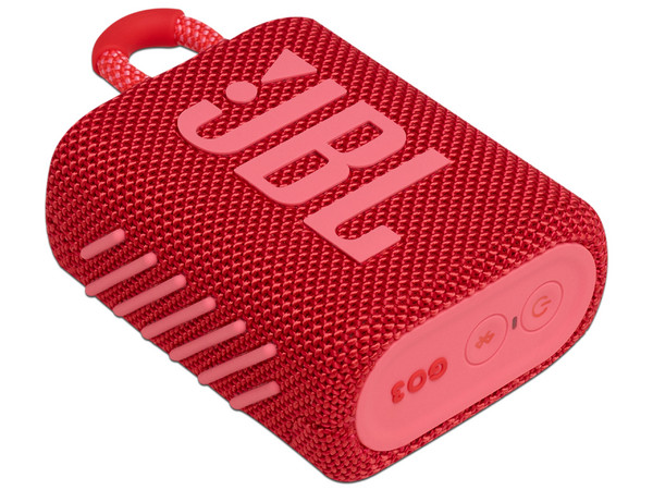 Bocina Portátil JBL Go 3, Bluetooth 5.1, Resistente al agua, IP67. Color Rojo.