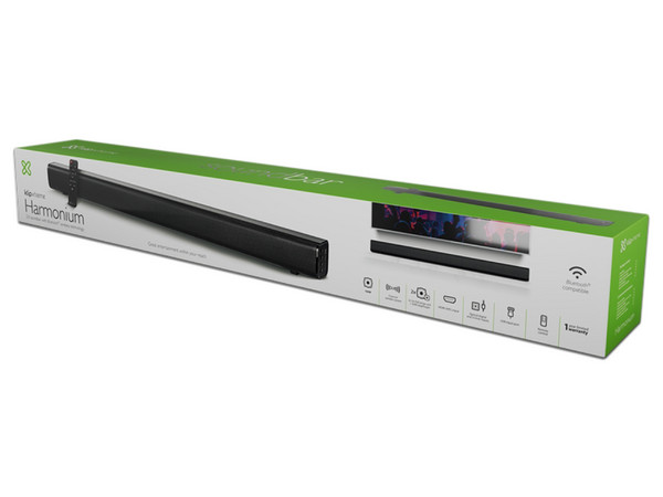 Barra de Sonido Klip Xtreme KSB-001 de 100W RMS, Respuesta de frecuencia 45Hz-20kHz, Bluetooth 5.0, USB, HDMI. Color Negro.