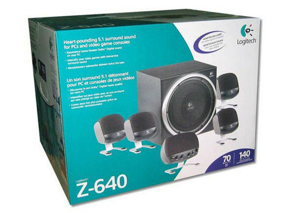 Bocinas Logitech Z-640, sonido envolvente 5.1, incluye adaptador para consolas de Video Juegos.
