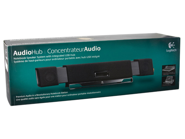 Bocinas Logitech AudioHub para Laptop con Concentrador USB integrado con alimentación. Color Negras