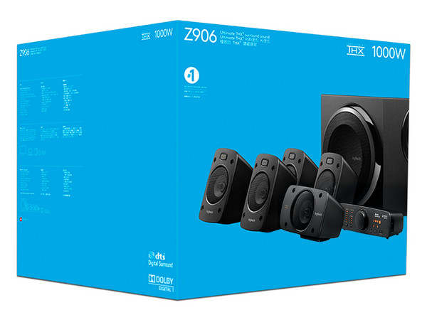 Bocinas Logitech Z906 Digital, Auténtico Sonido 5.1 Dolby Digital y DTS, Certificación THX, 500 Watts RMS.