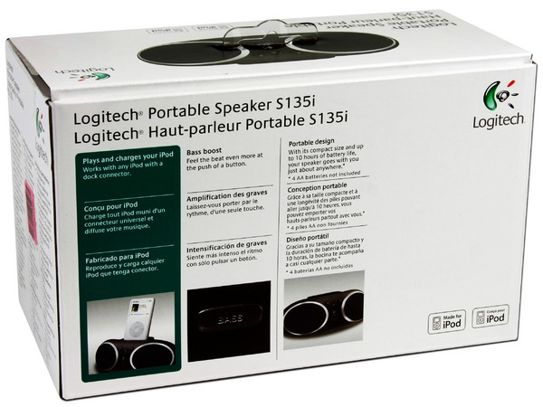 Bocinas Logitech Portables S135i para iPod. Color Negras