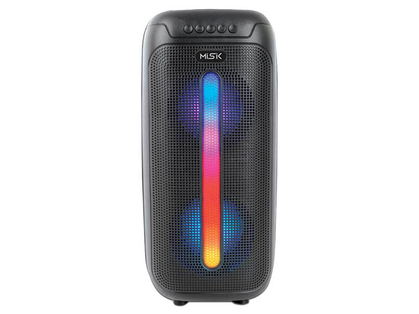 Bafle Portátil Misik MB2216, Bluetooth, Iluminación LED, Color Negro.