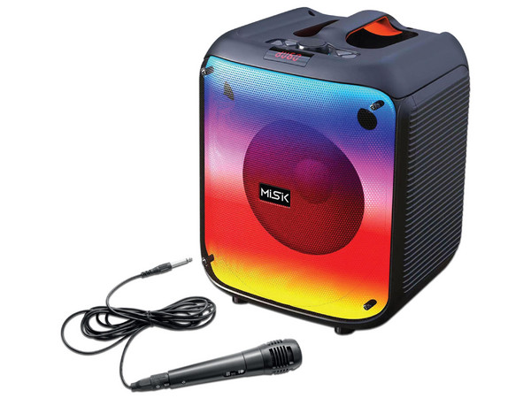 Bocina Misik Bafle MS231, 8000 Watts RMS, Batería recargable, Radio FM, USB/SD, Incluye Micrófono.
