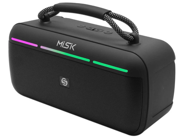 Bocina Misik MS250 TWS, Luz LED, Bluetooth, USB. Color Negro.