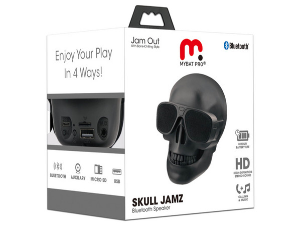 Bocina MYBAT Skull Jamz, Inalámbrica, Bluetooth, Universal, Color Negra.