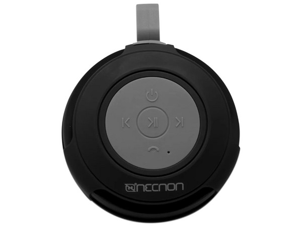 Bocina Inalámbrica NECNON, Contra Salpicaduras, Bluetooth 5.0, Alcance 10 m, Slot TF, Manos Libres, Radio FM, IPX4, Puerto 5V, Ventosa, 3W, Color Negro.