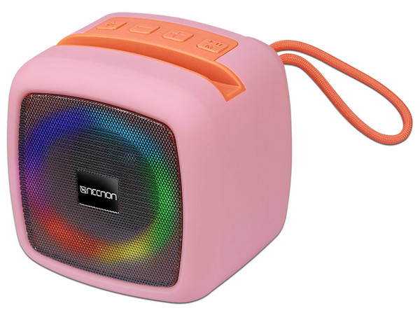 Bocina Portátil, Necnon, Alámbrico/Inalámbrico Bluetooth 10W USB-A Modelo NB-09, Color Rosa.