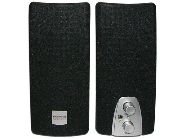 Bocinas Perfect Choice de 200 Watts PMPO, Color Negro con Plateado.