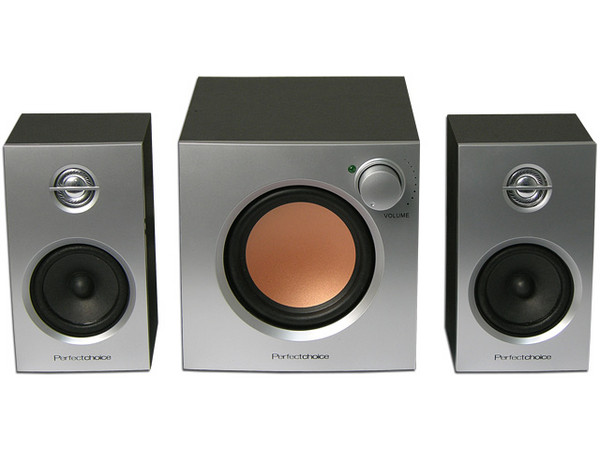 Bocinas Perfect Choice 2.1 Subwoofer de Madera, 1500 Watts PMPO, iPod Compatible