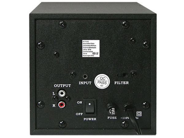 Bocinas Perfect Choice 2.1 Subwoofer de Madera, 1500 Watts PMPO, iPod Compatible