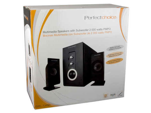 Bocinas Perfect Choice 2.1 con Subwoofer, 2000 Watts PMPO