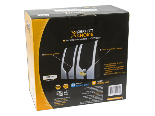 Bocinas Perfect Choice Multimedia de 400 Watts PMPO