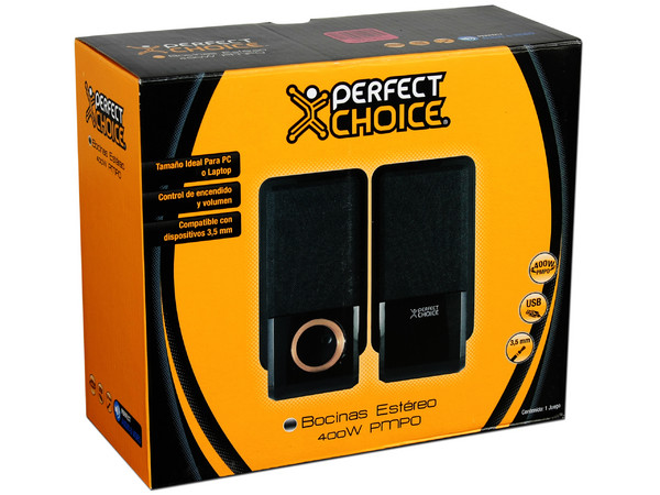 Bocinas Perfect Choice de 400 Watts PMPO. Color Negras.