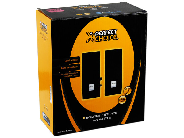 Bocinas Perfect Choice de 180 Watts PMPO, Color Negras.