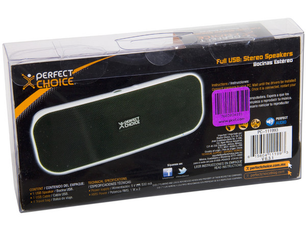 Bocinas Estéreo Perfect Choice, USB. Color Blanco