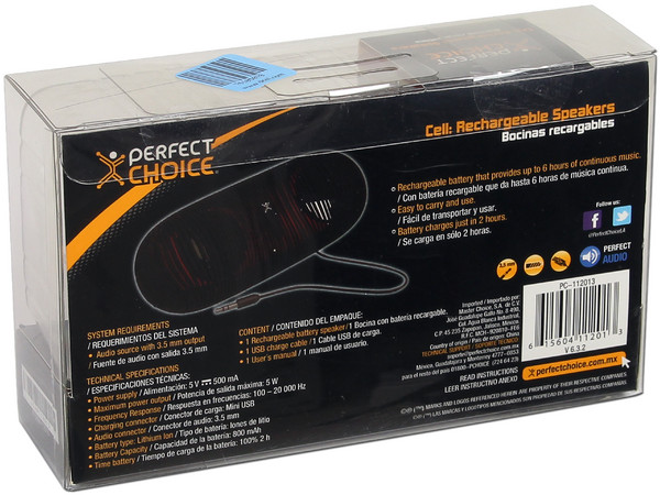 Bocina Portátil Recargable Perfect Choice Cell